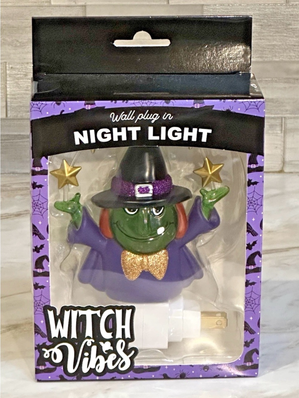Witch Vibes Purple Witch Night Light - Wall Plug-In